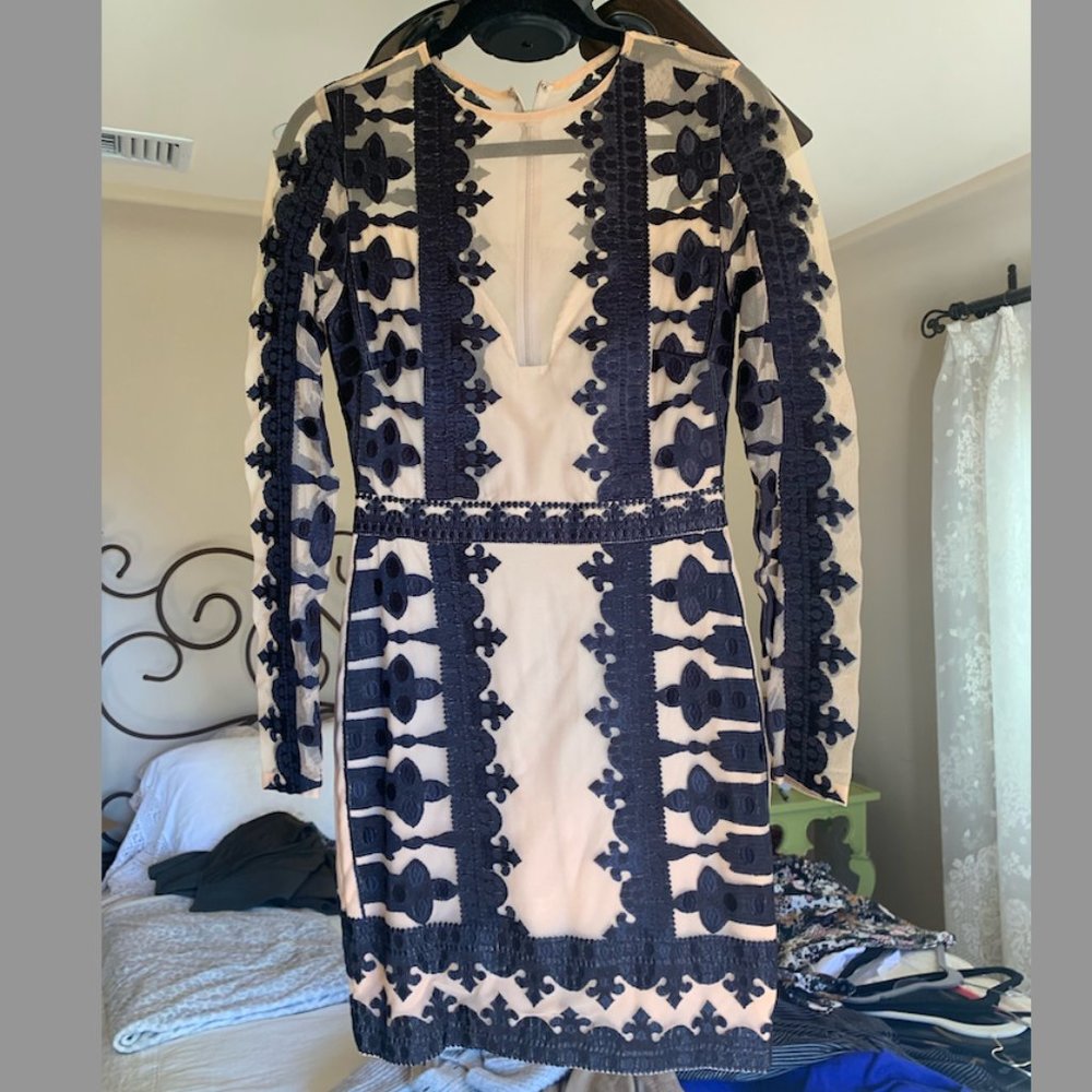 Nicole Miller Collection Long sleeve mesh dress